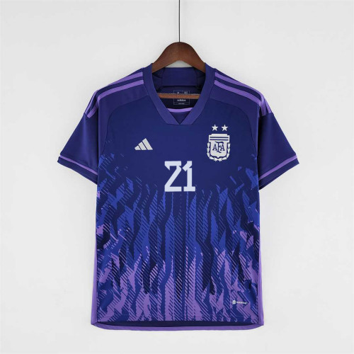 Fans Version 2022 World Cup Argentina DYBALA 21 Away Purple Soccer Jersey