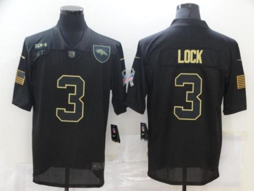 Denver Broncos 3 LOCK Black 2020 Salute To Service Limited Jersey