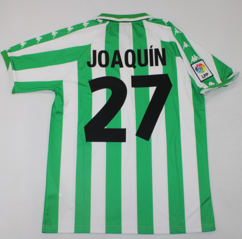 with LFP Patch Retro Jersey 2000-2001 Real Betis JOAQUIN 27 Home Vintage Soccer Jersey
