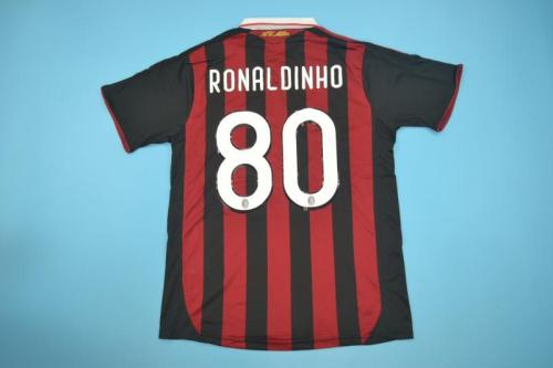 Retro Jersey 2009-2010 Ac Milan 80 RONALDINHO Home Soccer Jersey