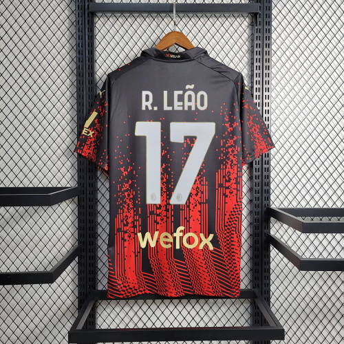 with Front Patch Retro Jersey 2022-2023 AC Milan 17 R.LEAO 4th Away Soccer Jersey
