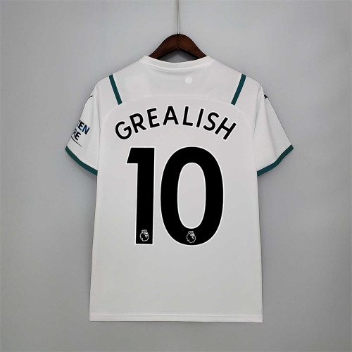 #10 GREALISH,#47 FODEN,#26 MAHREZ,#20 BERNARDO Shirt 2021-2022 Manchester City Away White Football Shirt