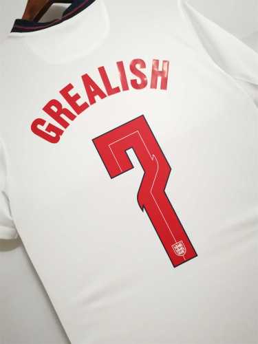 with Euro 2020 Patch Retro Jersey 2020 England GREALISH 7 Home Soccer Jersey