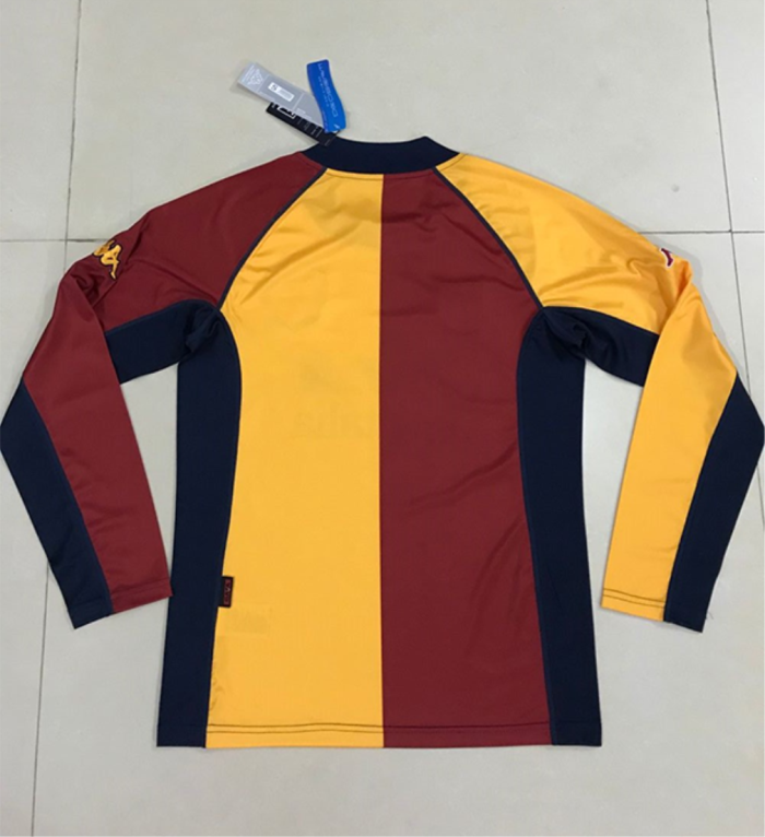 Retro Jersey Long Sleeve As Roma 2001-2002 Champions League Home Soccer Jersey