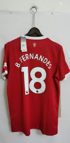 with EPL Patch Retro Jersey Fans Version 2021-2022 Manchester United B.FERNANDES 18 Home Soccer Jersey