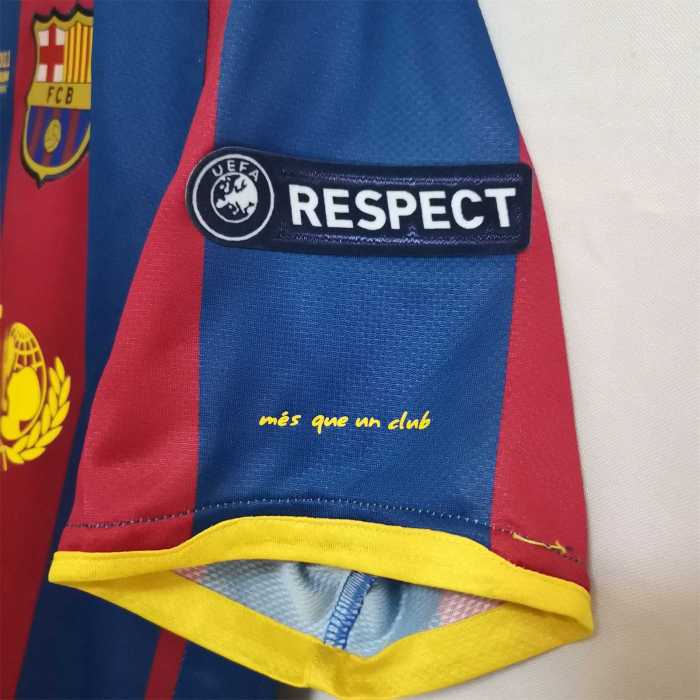with Front Lettering+UCL Patch Retro Jersey 2010-2011 Barcelona Home Soccer Jersey