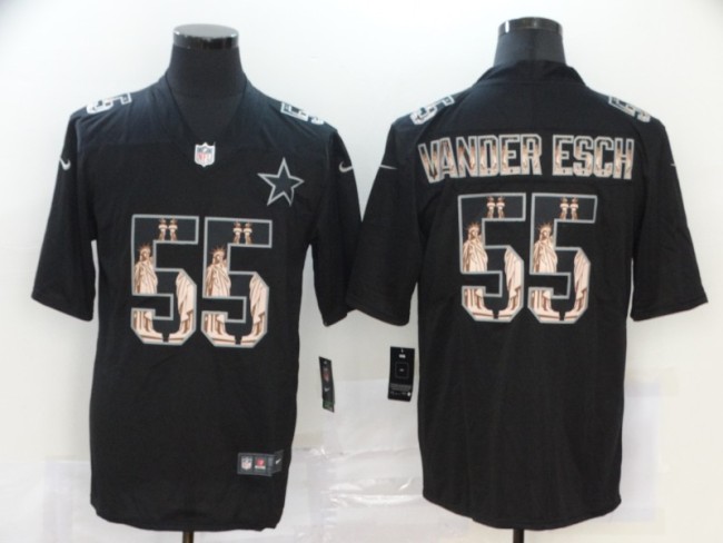 Dallas Cowboys 55 Leighton Vander Esch Black Statue of Liberty Limited Jersey