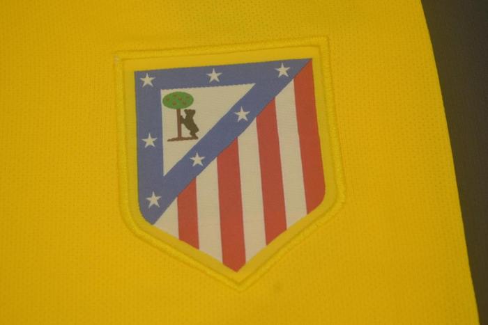 with UCL Patch Retro Jersey 2013-2014 Atletico Madrid Away Yellow Soccer Jersey