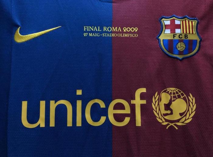 with Front Lettering Long Sleeve Retro Jersey 2008-2009 Barcelona UCL Final Home Vintage Soccer Jersey