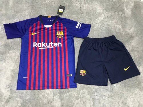 Retro Adult Uniform 2018-2019 Barcelona Home Soccer Jersey Shorts Vintage Football Kit