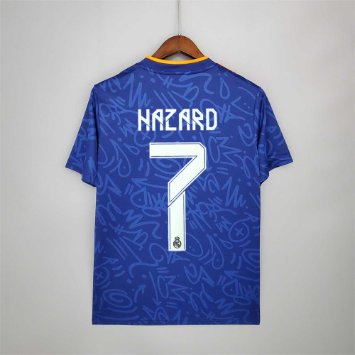 Retro Jersey 2021-2022 Real Madrid HAZARD 7 Away Blue Soccer Jersey