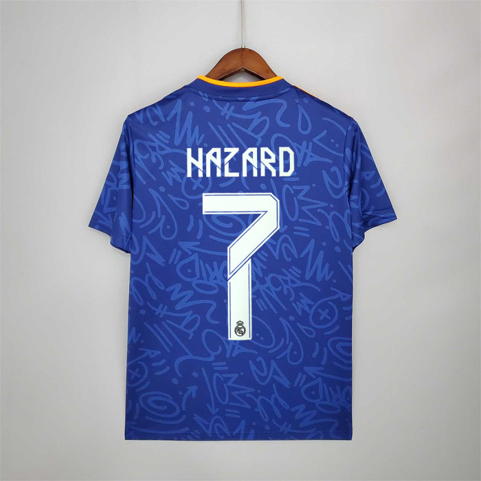 Retro Jersey 2021-2022 Real Madrid HAZARD 7 Away Blue Soccer Jersey