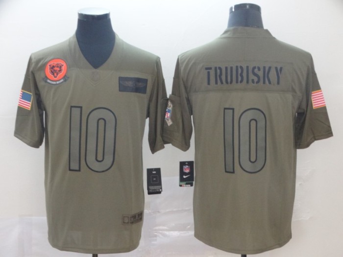 Chicago Bears 10 Mitchell Trubisky 2019 Olive Salute To Service Limited Jersey