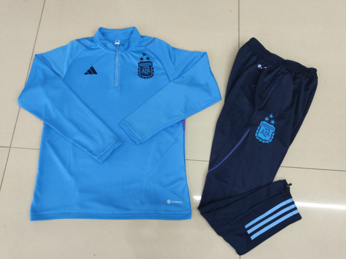 with 3 Stars 2023 Argentina Blue Soccer Training Sweater and Pants