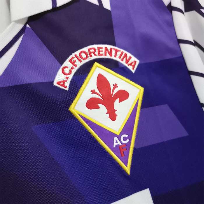 Retro Jersey 1991-1992 Fiorentina Away White Soccer Jersey Vintage Football Shirt
