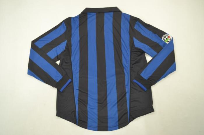 with Serie A Patch Long Sleeve Retro Jersey 1998-1999 Inter Milan Home Soccer Jersey