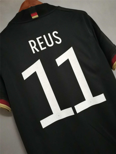 Retro Jersey Euro 2020 Germany REUS 11 Away Black Soccer Jersey