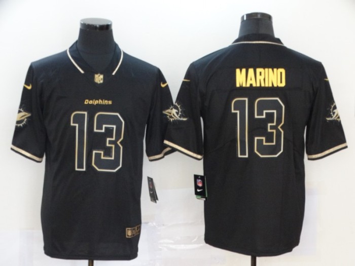 Miami Dolphins 13 MARINO Retro Black/Gold NFL Jersey