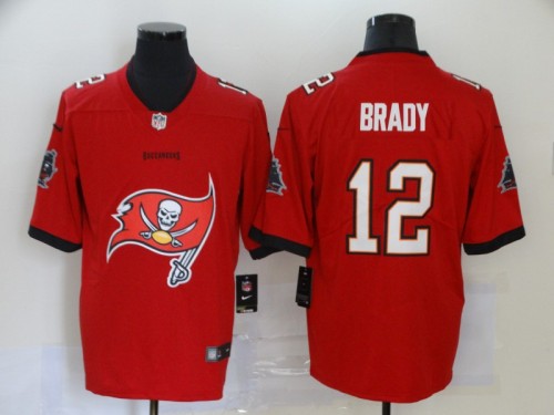 Tampa Bay Buccaneers 12 BRADY Red Team Big Logo Vapor Untouchable Limited Jersey