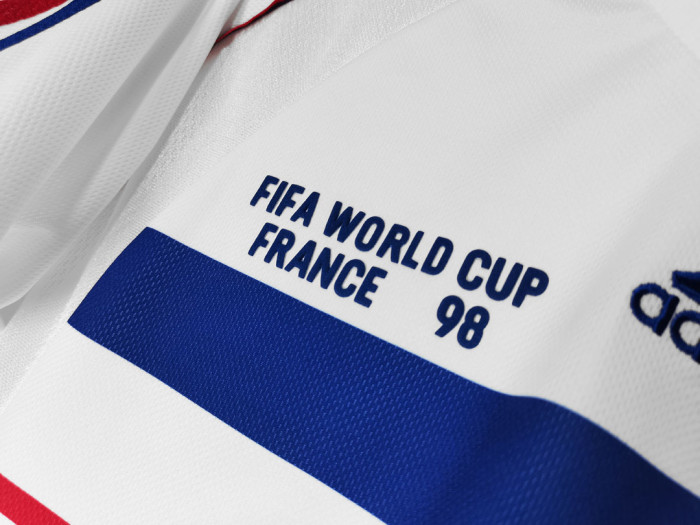 with Front Lettering Retro Jersey 1998 France Final Version Away White Soccer Jersey