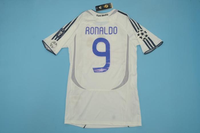 with UCL Patches Retro Jersey 2006-2007 Real Madrid RONALDO 9 Home Soccer Jersey