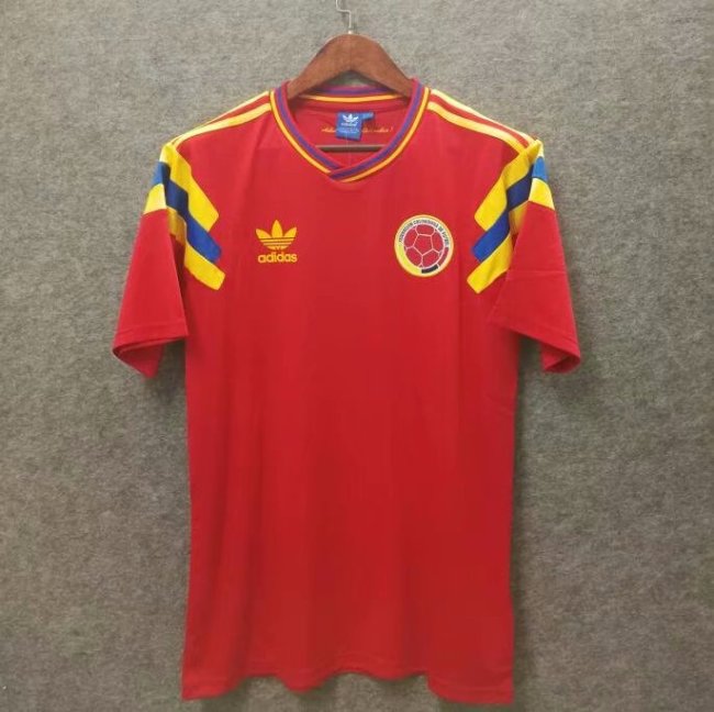 Retro Jersey 1990 Colombia Away Red Soccer Jersey Vintage Football Shirt