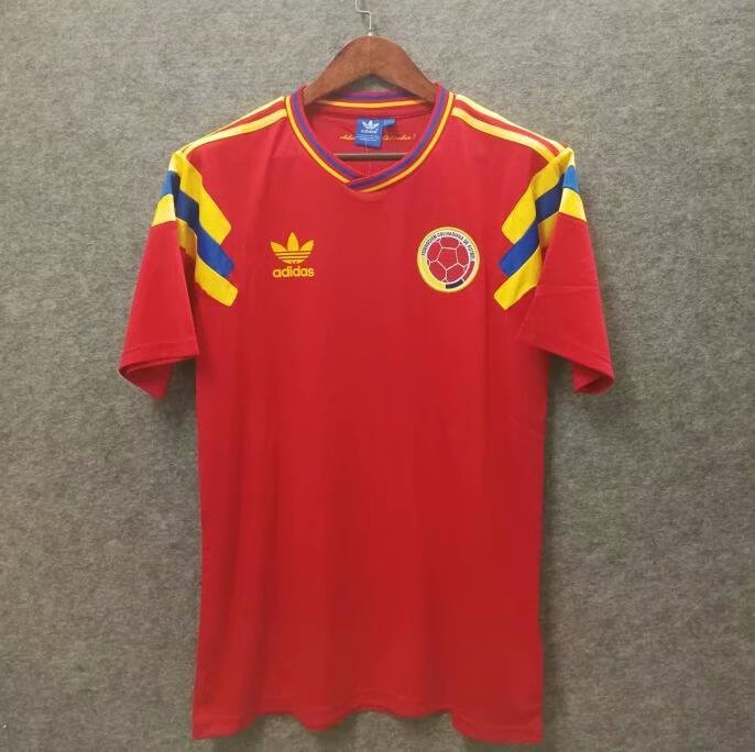 Retro Jersey 1990 Colombia Away Red Soccer Jersey Vintage Football Shirt