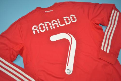 Retro Jersey Long Sleeve 2011-2012 Real Madrid 7 RONALDO Third Away Red Soccer Jersey