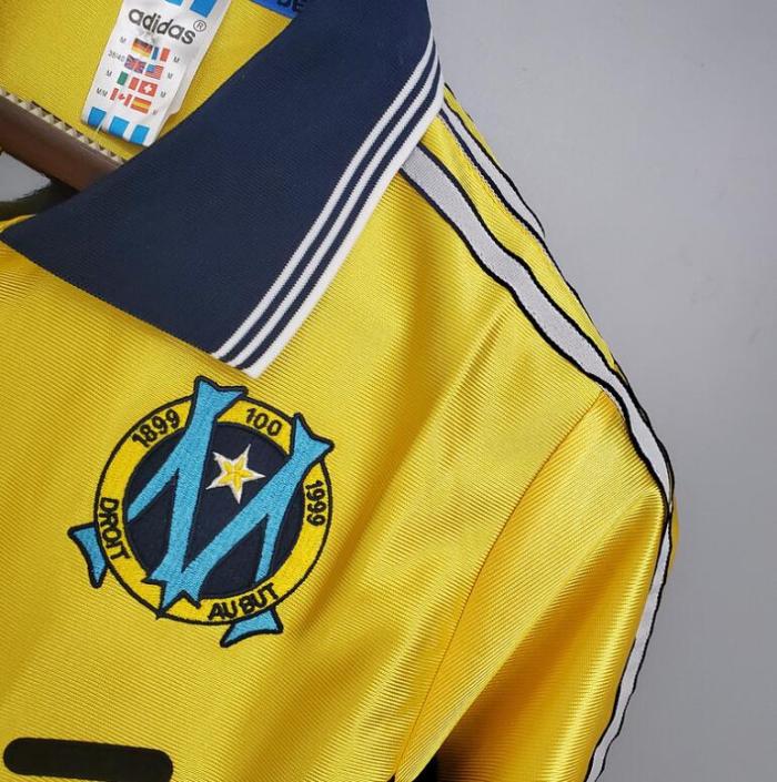 Retro Jersey Marseille 1998-1999 Away Yellow Soccer Jersey Vintage Football Shirt