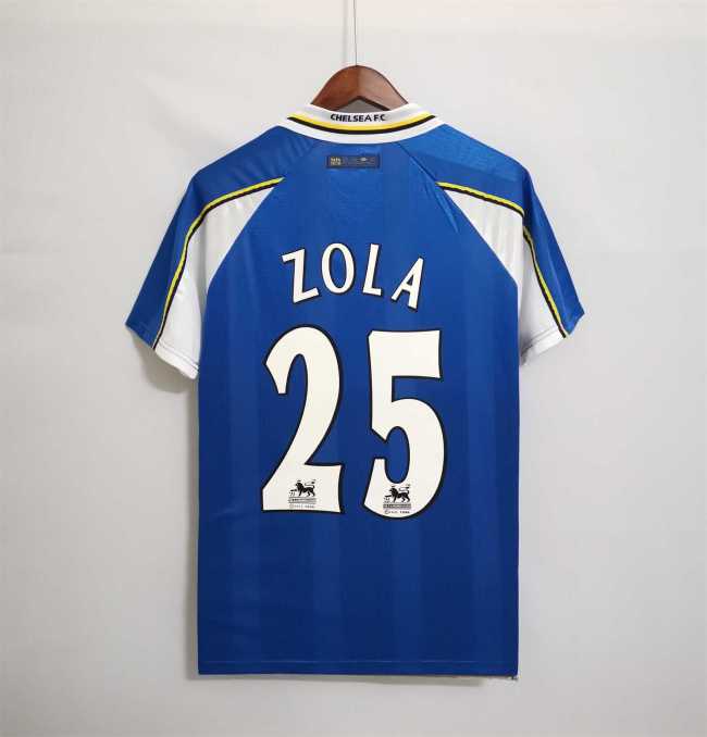 Retro Jersey 1997-1999 Chelsea ZOLA 25 Home Soccer Jersey Blue Vintage Football Shirt