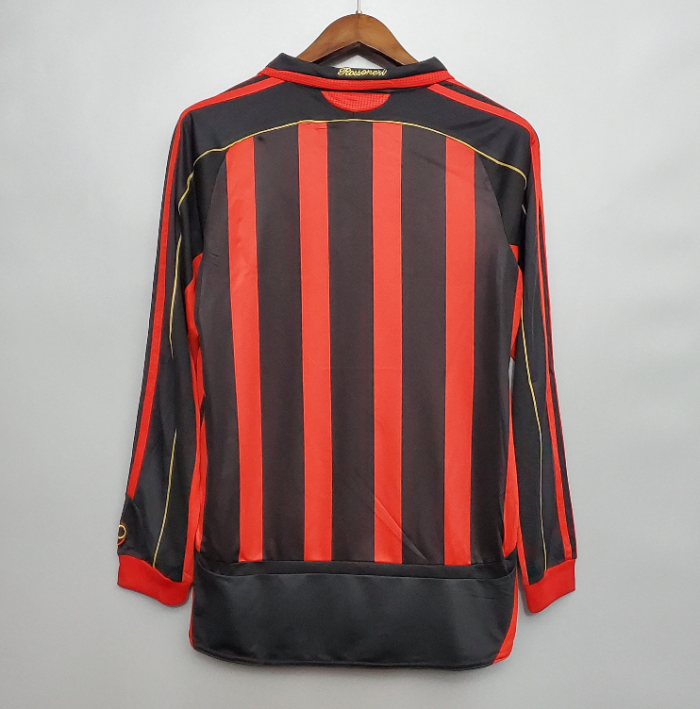 Retro Jersey 2006-2007 AC Milan Long Sleeve Home Soccer Jersey Vintage Football Shirt