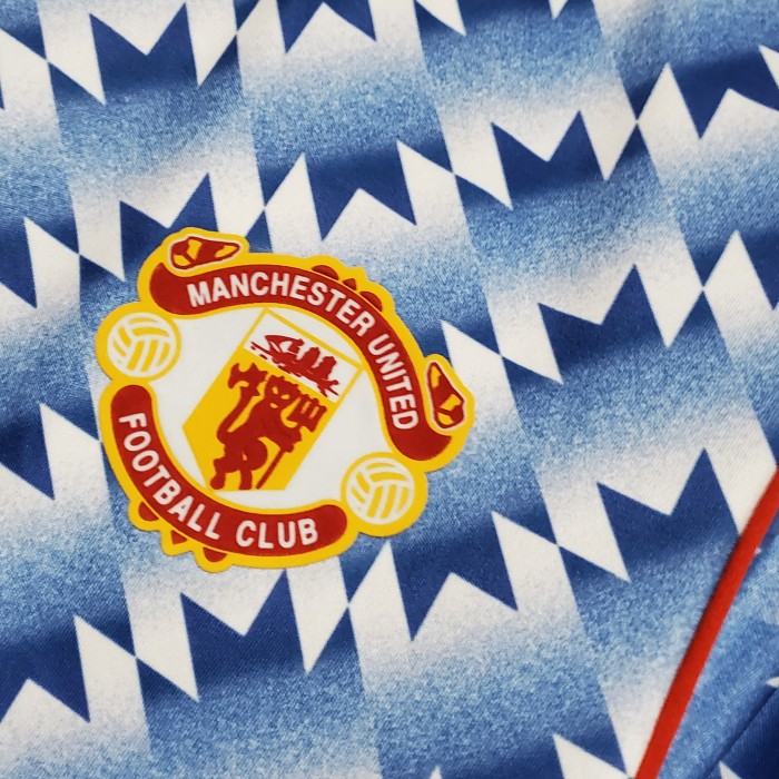 Retro Jersey 1990-1992 Manchester United Away Blue Soccer Jersey Vintage Football Shirt