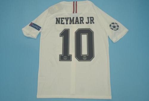 with UCL Patch Retro Jersey 2018-2019 PSG NEYMAR JR Away White Soccer Jersey Vintage Football Shirt