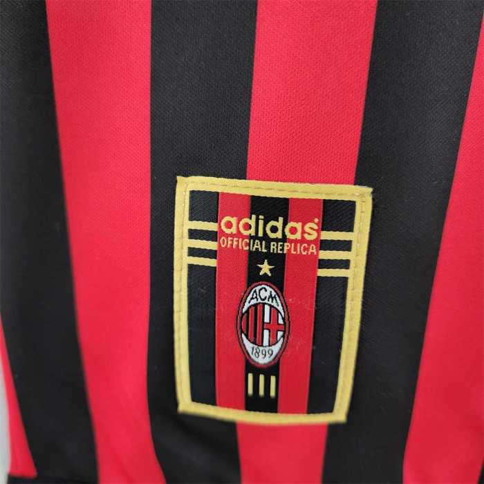 Retro Jersey Long Sleeve 1999-2000 Ac Milan Home Soccer Jersey Vintage Football Shirt