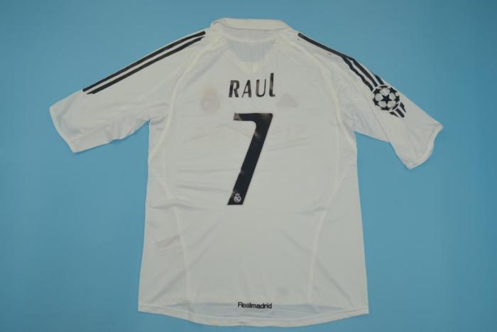 with UCL Patch Retro Jersey 2005-2006 Real Madrid 7 RAUL Home Soccer Jersey