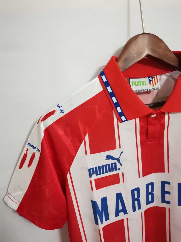 Retro Jersey 1994-1995 Atletico Madrid Home Soccer Jersey Vintage Football Shirt