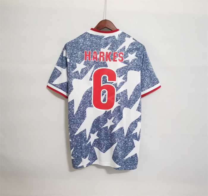 Retro Jersey 1994 USA HARKES 6 Away Vintage Soccer Jersey