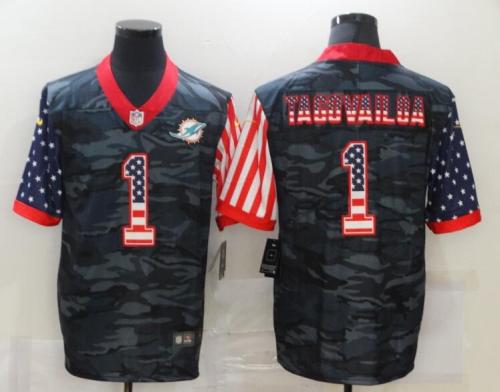 Miami Dolphins 1 TAGOVAILOA Black Camo USA Flag Limited Jersey
