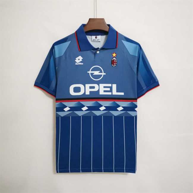 Retro Jersey 1995-1996 AC Milan Away Blue Soccer Jersey Vintage Football Shirt