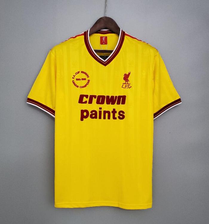 Retro Jersey 1985-1986 Liverpool Away Yellow Soccer Jersey Vintage Football Shirt