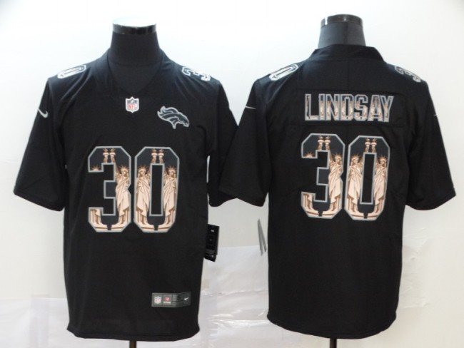 Denver Broncos 30 Phillip Lindsay Black Statue of Liberty Limited Jersey