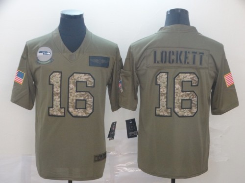 Seattle Seahawks 16 Tyler Lockett 2019 Olive Camo Salute To Service Limited Jersey