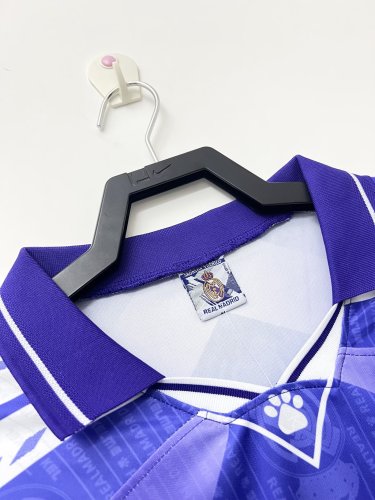 with LFP Patch Retro Jersey 1996-1997 Real Madrid Away Purple Soccer Jersey