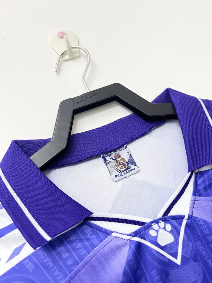 with LFP Patch Retro Jersey 1996-1997 Real Madrid Away Purple Soccer Jersey