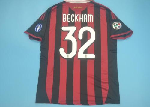with Serie A+Trophy 7 Retro Jersey 2009-2010 Ac Milan BECKHAM 32 Home Soccer Jersey