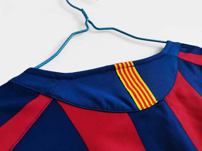 Retro Jersey long sleeves 2005-2006 Barcelona Home Blue/Red Soccer Jersey