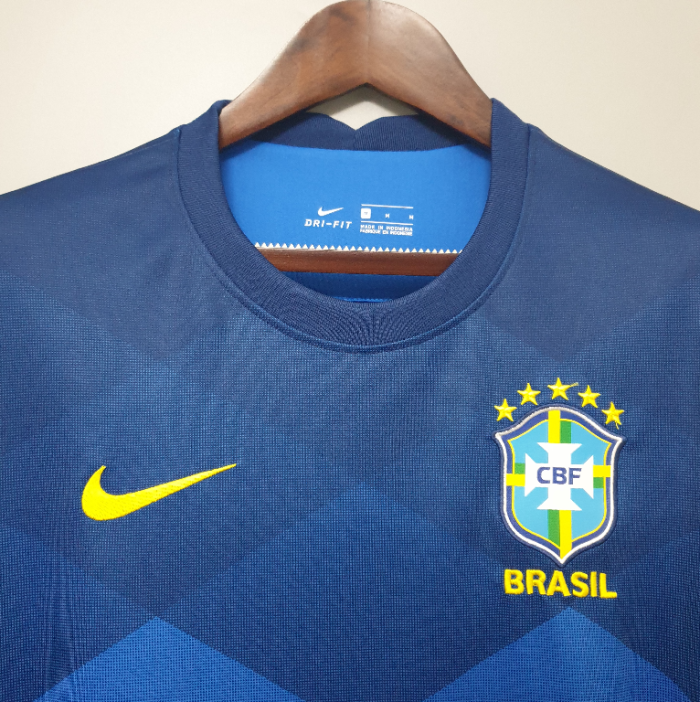 Retro Jersey 2020 Brazil Away Blue Soccer Jersey Vintage Brasil Football Shirt