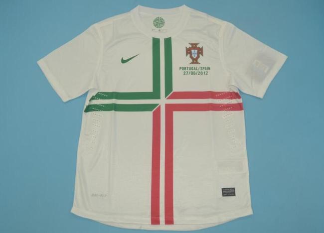 with Front Lettering Retro Jersey 2012 Portugal Away White Soccer Jersey