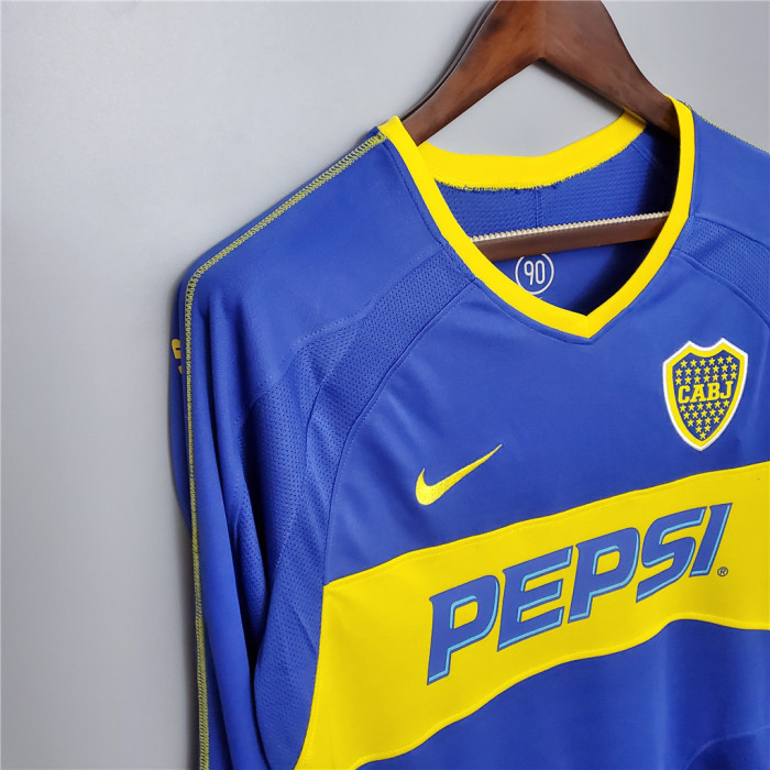 Retro Jersey Long Sleeve 2003-2004 Boca Juniors Home Soccer Jersey