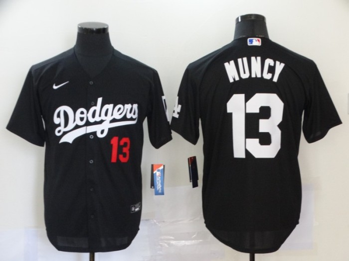 Los Angeles Dodgers 13 MUNCY Black Cool Base Jersey